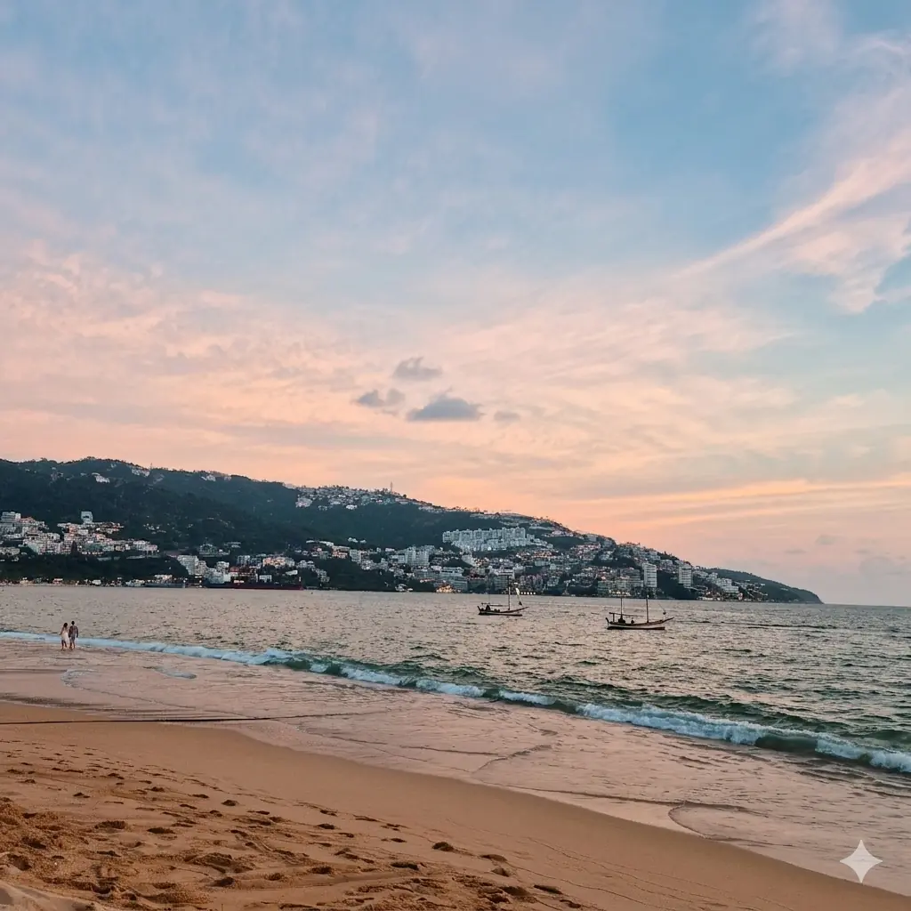 Escena ilustrativa de playa en Acapulco