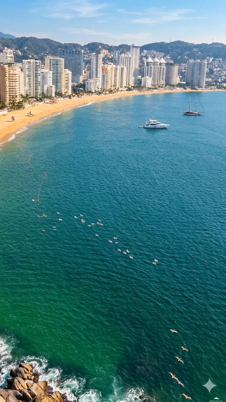 Vista ilustrativa de la bahía de Acapulco